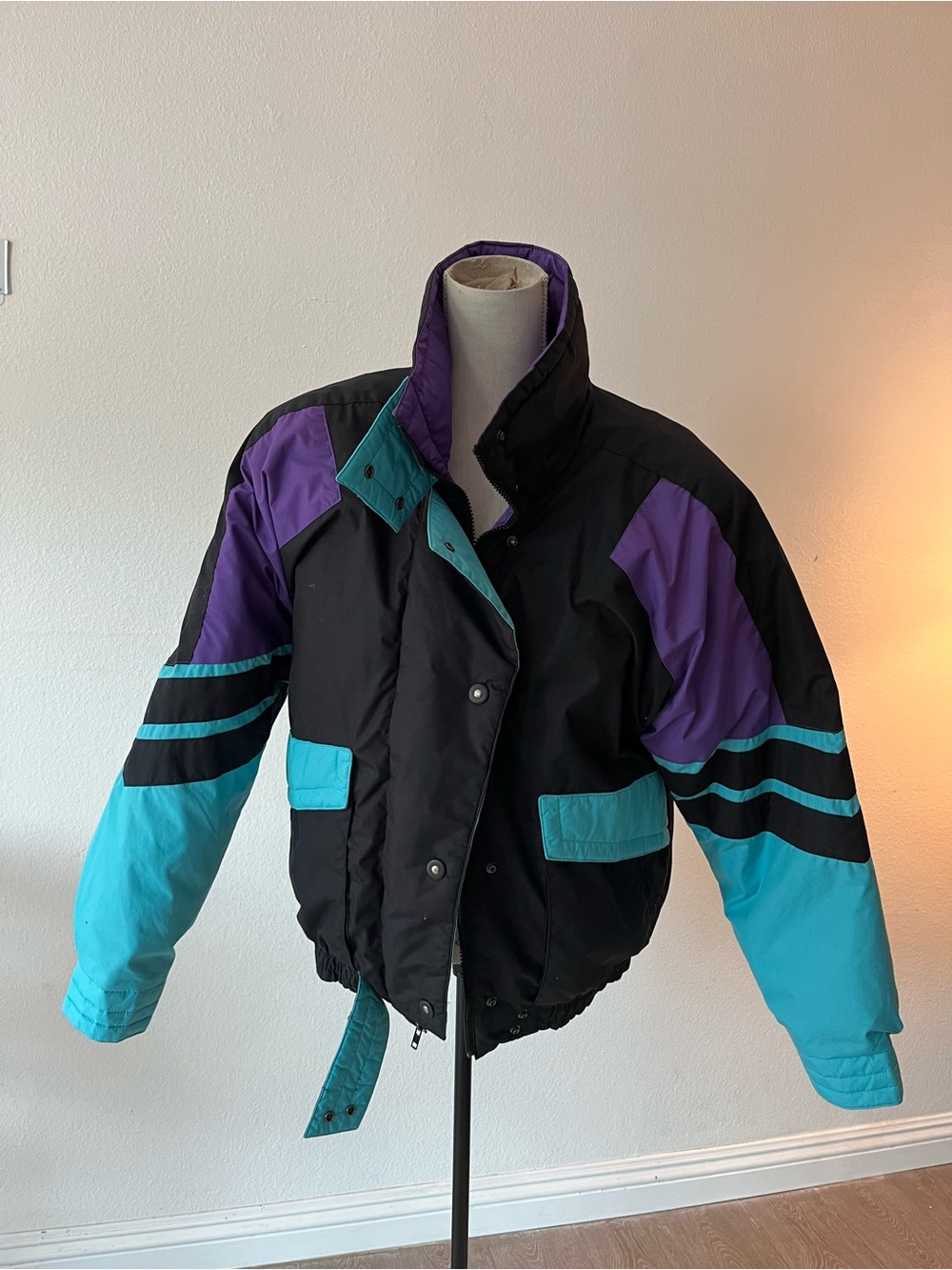 Saxton Hall Down-filled Teal and Purple Puffer Jacket
